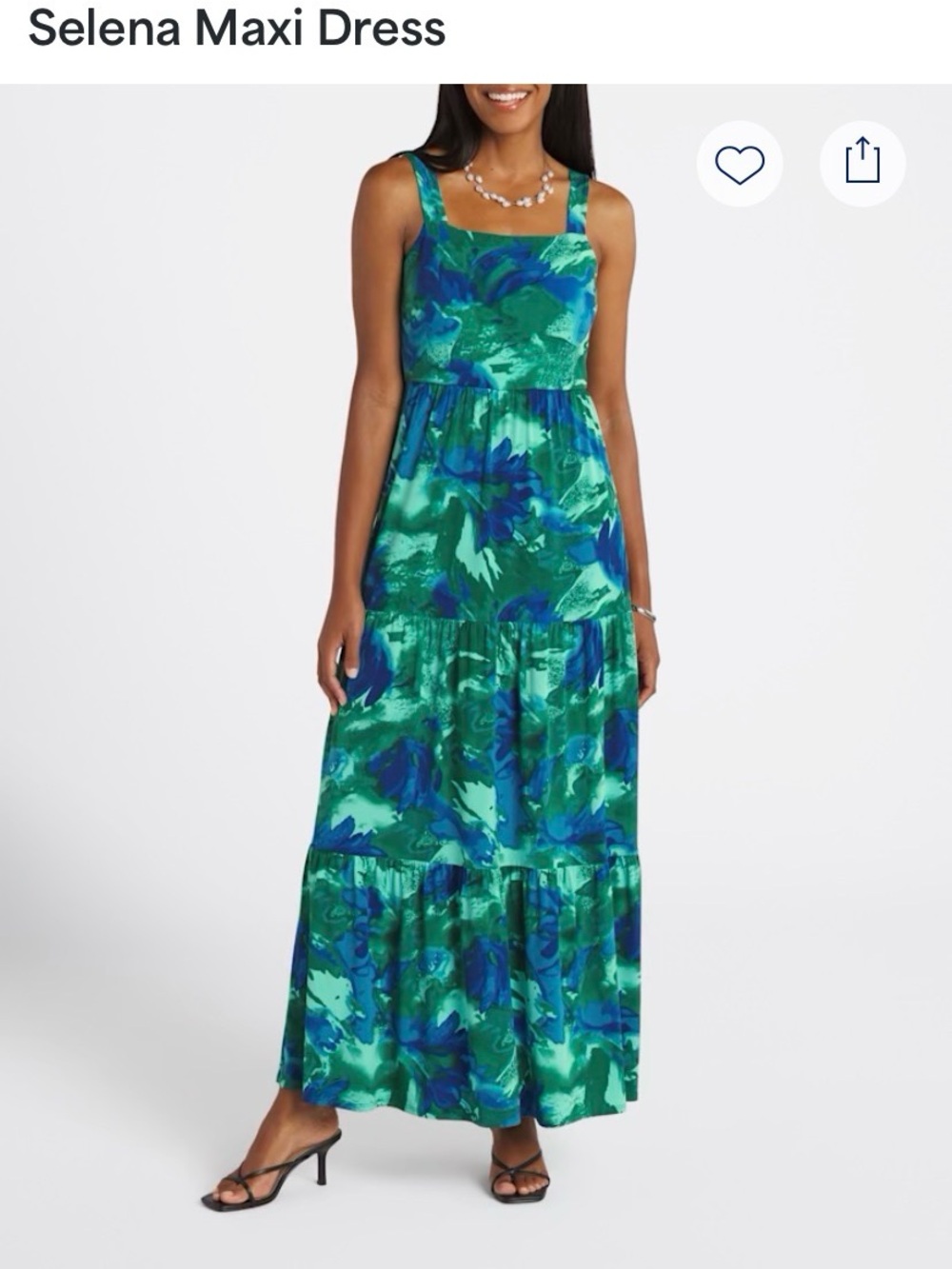 Gilli Selena Maxi Dress - Green & Blue Abstract Print